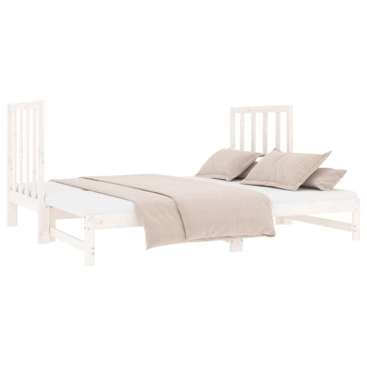 vidaXL Καναπές Κρεβάτι Συρόμενος Λευκός 2x(90x190) εκ. από Μασίφ Πεύκο