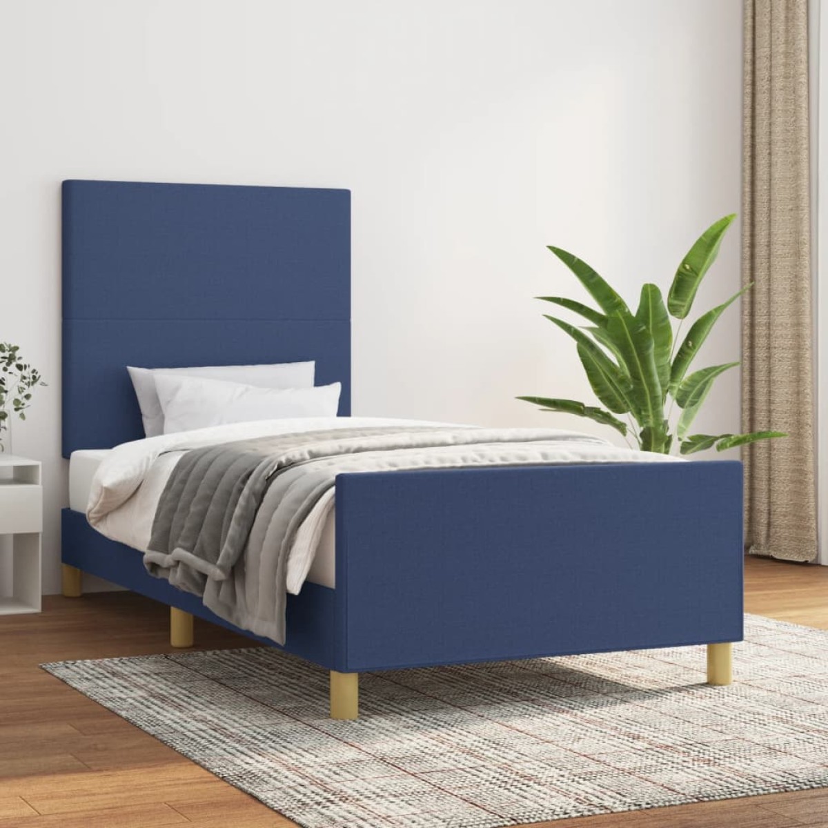vidaXL Πλαίσιο Κρεβατιού με Κεφαλάρι Μπλε 100x200 εκ. Υφασμάτινο