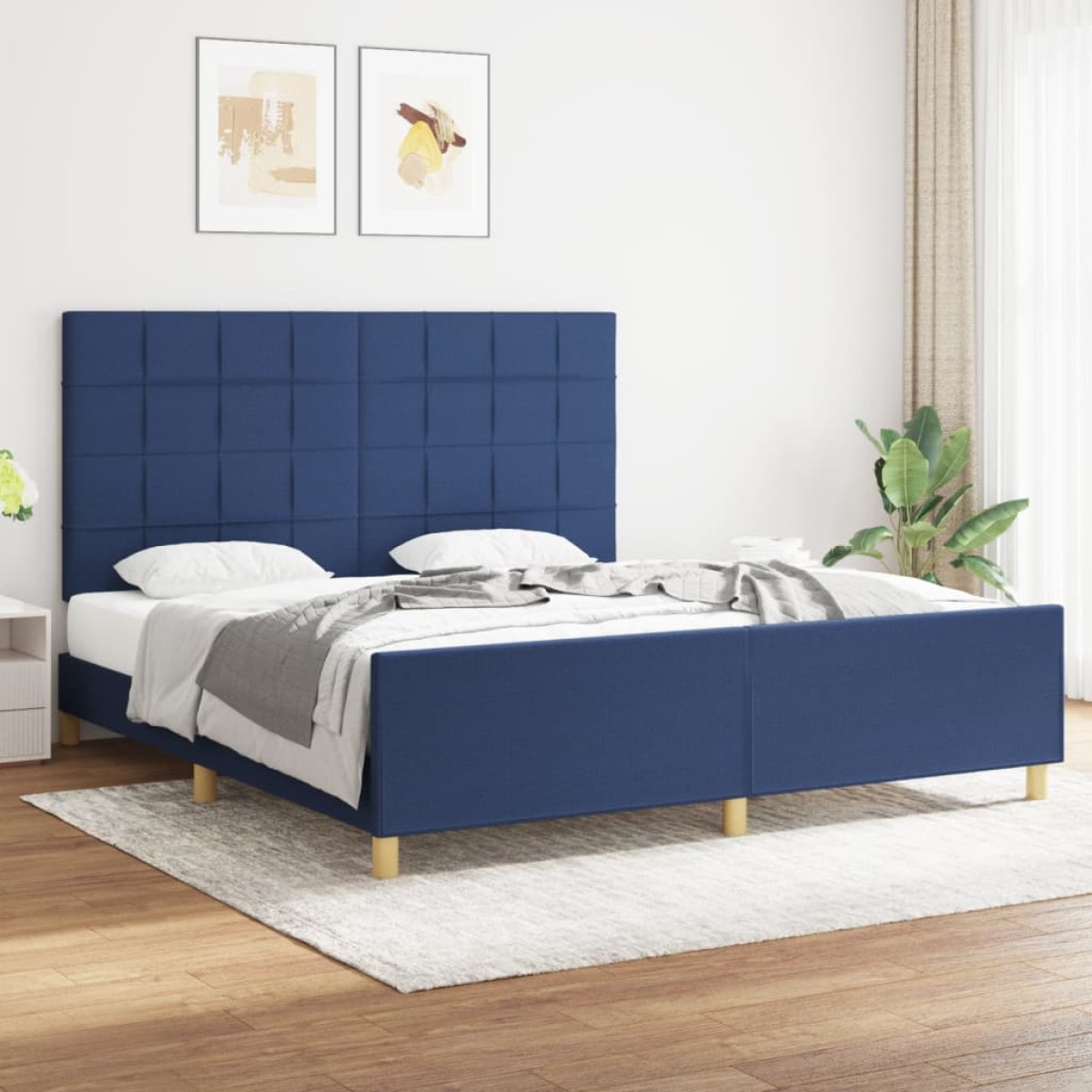 vidaXL Πλαίσιο Κρεβατιού με Κεφαλάρι Μπλε 180x200 εκ. Υφασμάτινο
