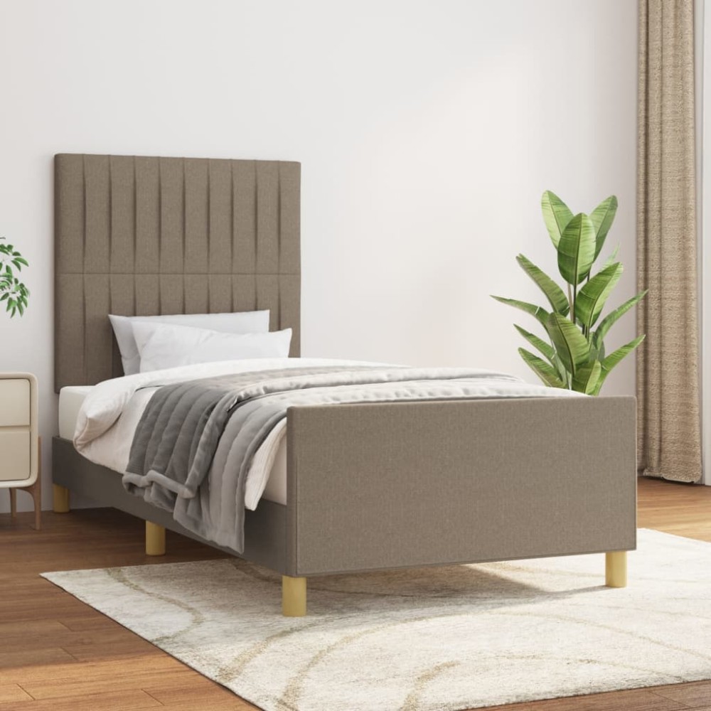vidaXL Σκελετός Κρεβατιού Χωρίς Στρώμα Taupe 90x190 εκ. Υφασμάτινο