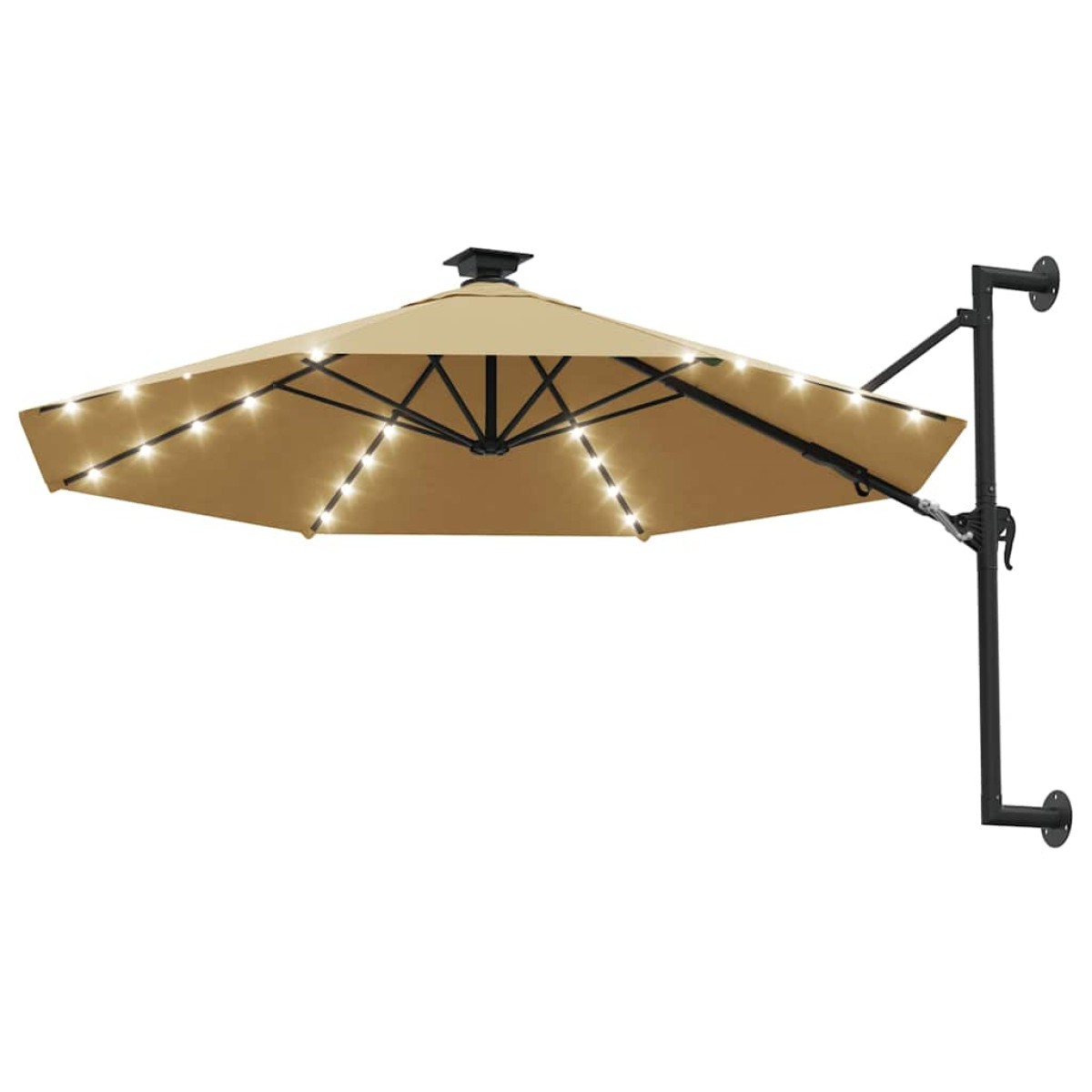 vidaXL Ομπρέλα Τοίχου με LED Taupe 300 εκ. με Μεταλλικό Ιστό