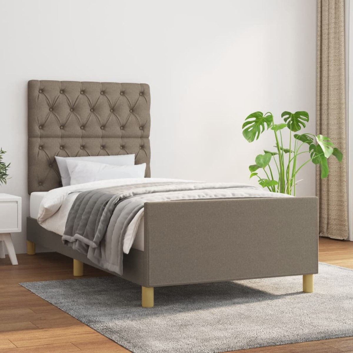 vidaXL Πλαίσιο Κρεβατιού με Κεφαλάρι Taupe 80x200 εκ. Υφασμάτινο