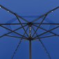 vidaXL Ομπρέλα Κήπου με LED Αζούρ Μπλε 400 εκ. με Μεταλλικό Ιστό