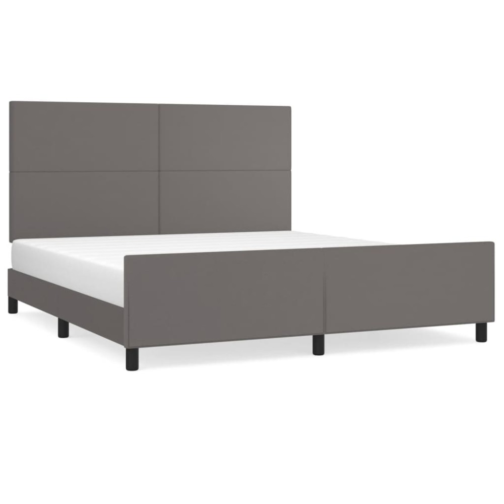 vidaXL Πλαίσιο Κρεβατιού με Κεφαλάρι Γκρι 180x200 εκ. Συνθετικό Δέρμα