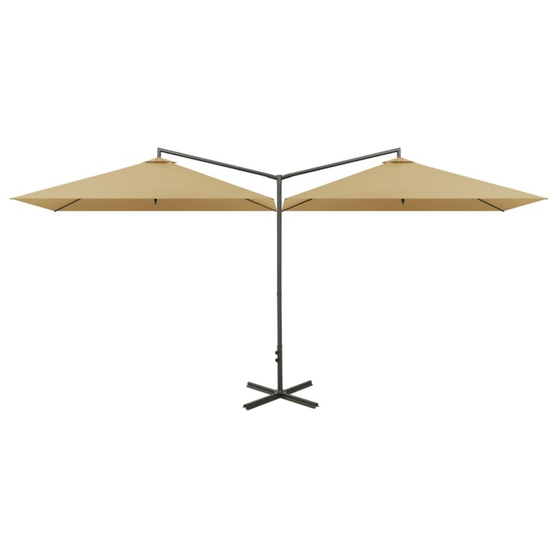 vidaXL Ομπρέλα Κήπου Διπλή Taupe 600 x 300 εκ. με Ατσάλινο Ιστό