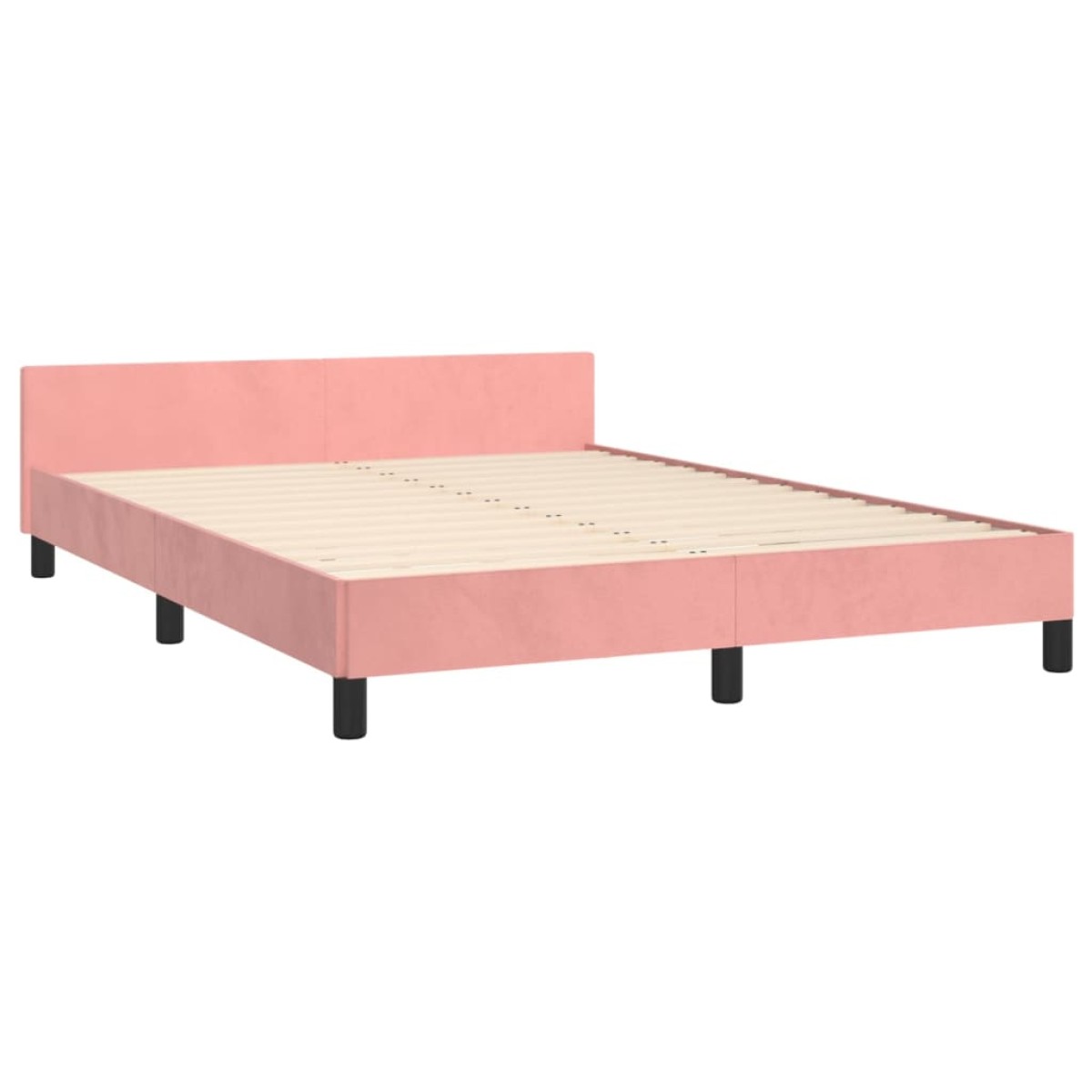 vidaXL Πλαίσιο Κρεβατιού με Κεφαλάρι Ροζ 140x190 εκ. Βελούδινο