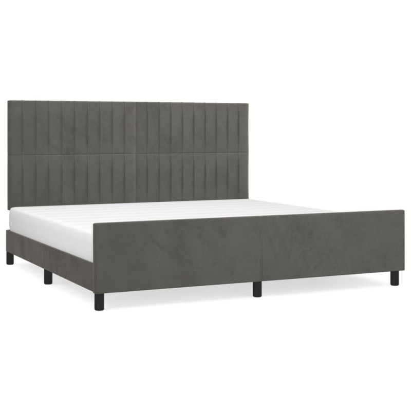 vidaXL Σκελετός Κρεβατιού Χωρίς Στρώμα Σκ. Γκρι 200x200 εκ. Βελούδινο