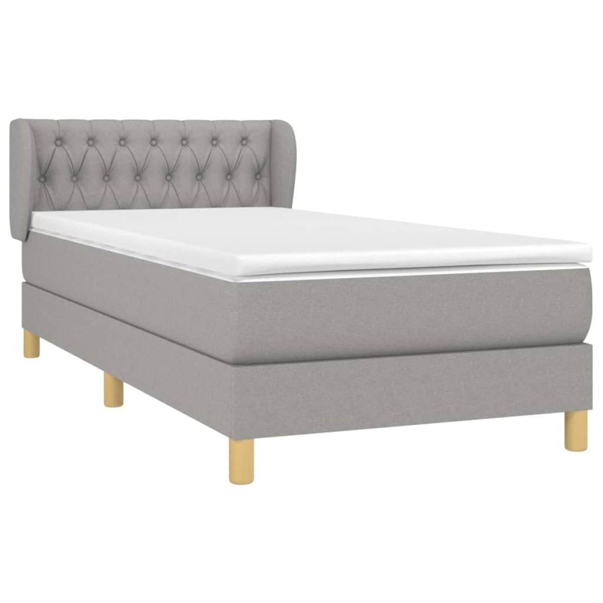 vidaXL Κρεβάτι Boxspring με Στρώμα Ανοιχτό Γκρι 90x200 εκ. Υφασμάτινο