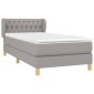 vidaXL Κρεβάτι Boxspring με Στρώμα Ανοιχτό Γκρι 90x200 εκ. Υφασμάτινο