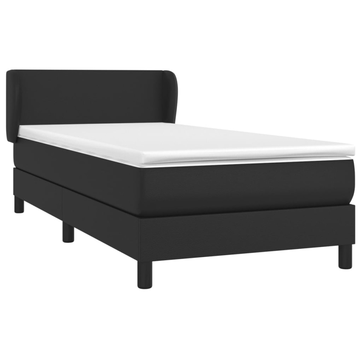 vidaXL Κρεβάτι Boxspring με Στρώμα Μαύρο 90x190εκ. από Συνθετικό Δέρμα