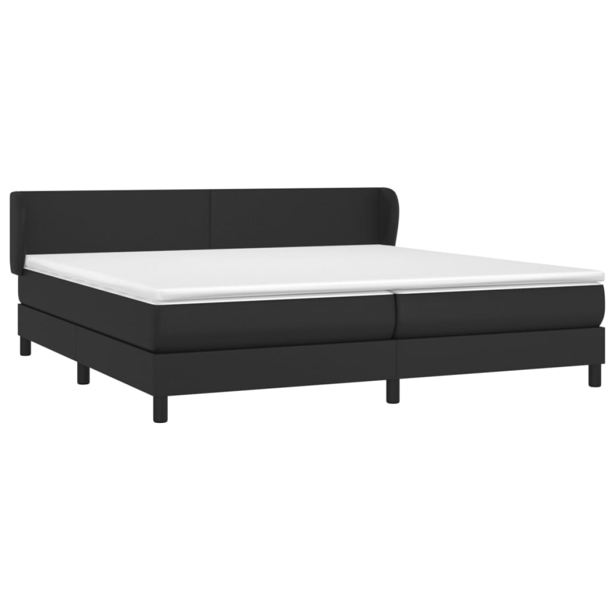 vidaXL Κρεβάτι Boxspring με Στρώμα Μαύρο 200x200 εκ. Συνθετικό Δέρμα