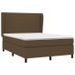 vidaXL Κρεβάτι Boxspring με Στρώμα Σκούρο Καφέ 140x190 εκ. Υφασμάτινο