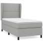vidaXL Κρεβάτι Boxspring με Στρώμα Ανοιχτό Γκρι 100x200 εκ. Υφασμάτινο