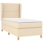 vidaXL Κρεβάτι Boxspring με Στρώμα Κρεμ 90x190 εκ.Υφασμάτινο