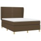 vidaXL Κρεβάτι Boxspring με Στρώμα Σκούρο Καφέ 140x200 εκ Υφασμάτινο