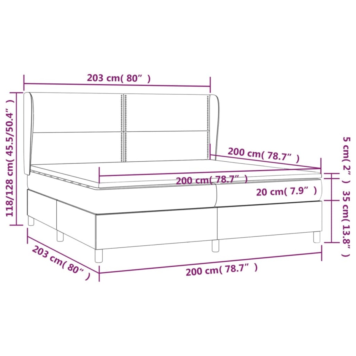 vidaXL Κρεβάτι Boxspring με Στρώμα Ανοιχτό Γκρι 200x200 εκ. Υφασμάτινο