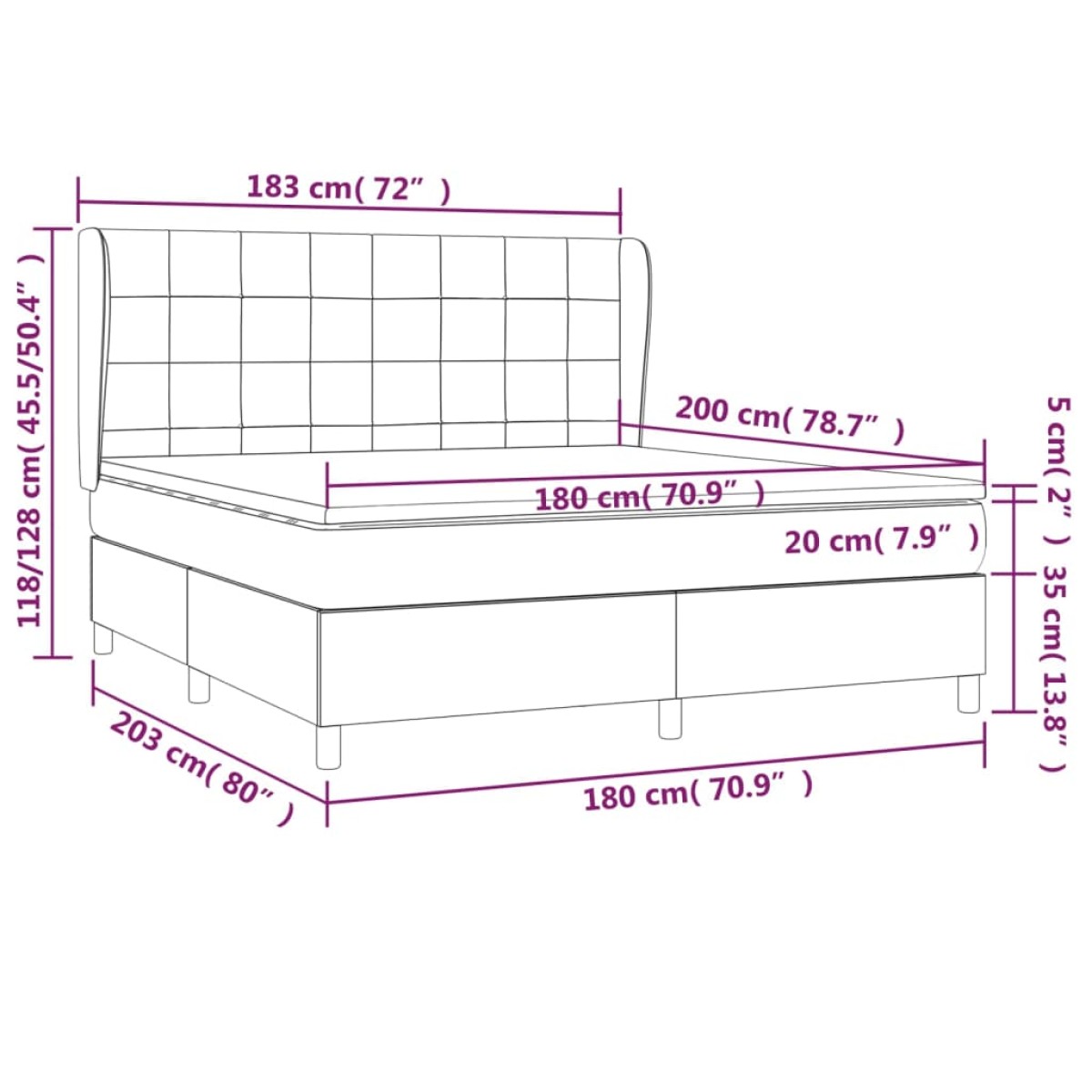 vidaXL Κρεβάτι Boxspring με Στρώμα Ανοιχτό Γκρι 180x200 εκ. Υφασμάτινο