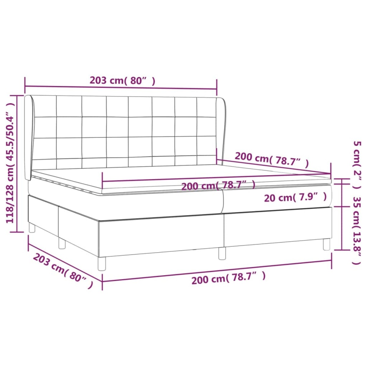 vidaXL Κρεβάτι Boxspring με Στρώμα Ανοιχτό Γκρι 200x200 εκ. Υφασμάτινο