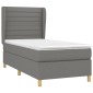 vidaXL Κρεβάτι Boxspring με Στρώμα Σκούρο Γκρι 90x190 εκ. Υφασμάτινο