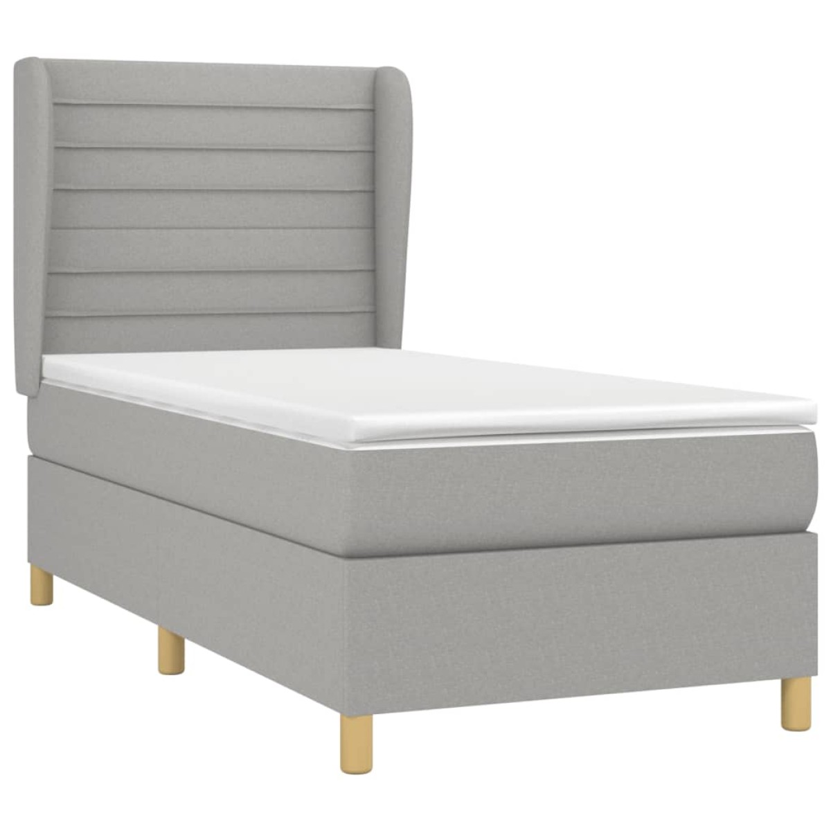 vidaXL Κρεβάτι Boxspring με Στρώμα Ανοιχτό Γκρι 100x200 εκ. Υφασμάτινο