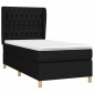 vidaXL Κρεβάτι Boxspring με Στρώμα Μαύρο 90x190 εκ.Υφασμάτινο