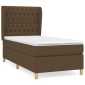 vidaXL Κρεβάτι Boxspring με Στρώμα Σκούρο Καφέ 100x200 εκ. Υφασμάτινο