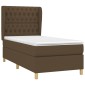 vidaXL Κρεβάτι Boxspring με Στρώμα Σκούρο Καφέ 100x200 εκ. Υφασμάτινο