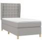 vidaXL Κρεβάτι Boxspring με Στρώμα Ανοιχτό Γκρι 90x200 εκ. Υφασμάτινο