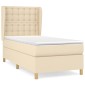 vidaXL Κρεβάτι Boxspring με Στρώμα Κρεμ 90x200 εκ.Υφασμάτινο
