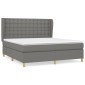 vidaXL Κρεβάτι Boxspring με Στρώμα Σκούρο Γκρι 180x200 εκ Υφασμάτιν