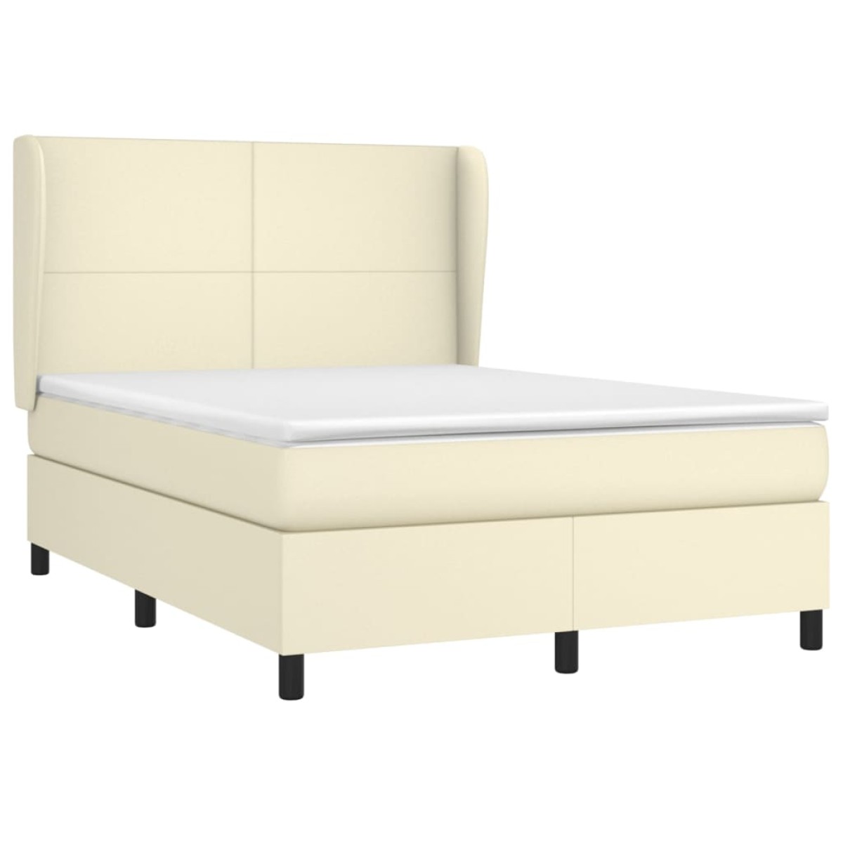 vidaXL Κρεβάτι Boxspring με Στρώμα Κρεμ 140x190εκ. από Συνθετικό Δέρμα