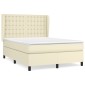vidaXL Κρεβάτι Boxspring με Στρώμα Κρεμ 140x190εκ. από Συνθετικό Δέρμα