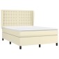 vidaXL Κρεβάτι Boxspring με Στρώμα Κρεμ 140x190εκ. από Συνθετικό Δέρμα