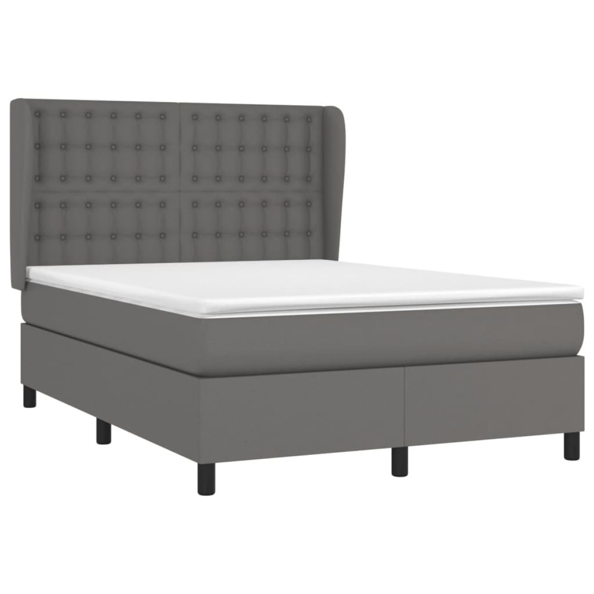 vidaXL Κρεβάτι Boxspring με Στρώμα Γκρι 140x190εκ. από Συνθετικό Δέρμα