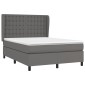 vidaXL Κρεβάτι Boxspring με Στρώμα Γκρι 140x190εκ. από Συνθετικό Δέρμα