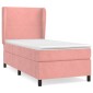 vidaXL Κρεβάτι Boxspring με Στρώμα Ροζ 90x200 εκ. Βελούδινο