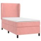 vidaXL Κρεβάτι Boxspring με Στρώμα Ροζ 90x200 εκ. Βελούδινο