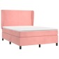 vidaXL Κρεβάτι Boxspring με Στρώμα Ροζ 140x190 εκ. Βελούδινο