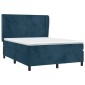 vidaXL Κρεβάτι Boxspring με Στρώμα Σκούρο Μπλε 140x200 εκ. Βελούδινο