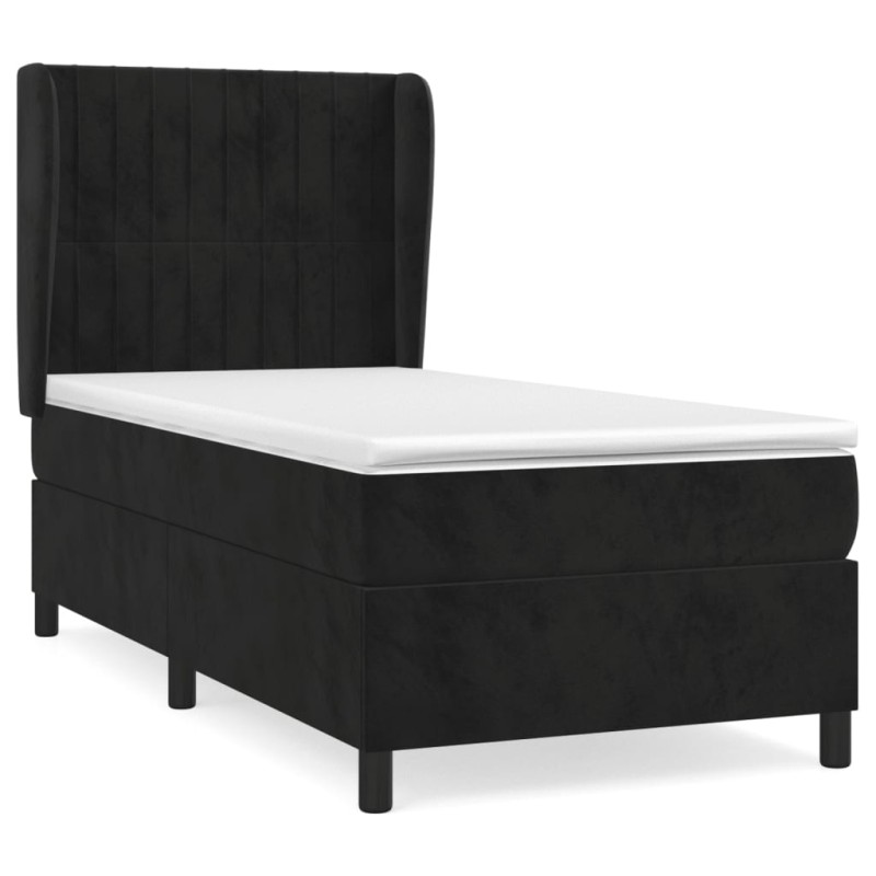 vidaXL Κρεβάτι Boxspring με Στρώμα Μαύρο 80 x 200 εκ. Βελούδινο
