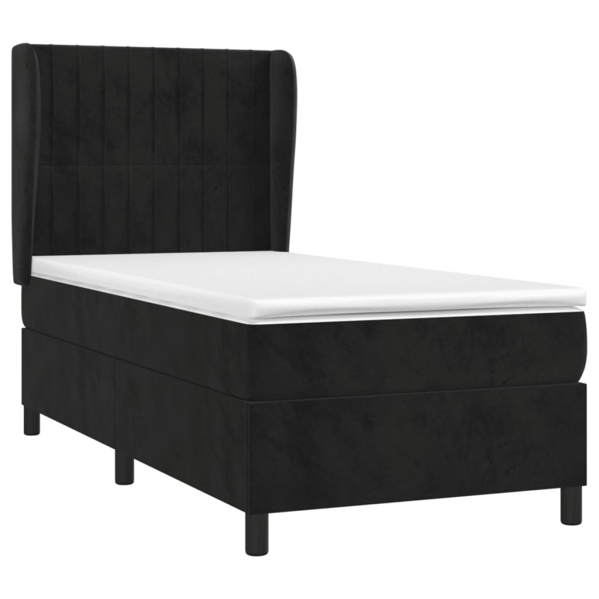 vidaXL Κρεβάτι Boxspring με Στρώμα Μαύρο 80 x 200 εκ. Βελούδινο