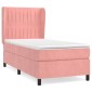 vidaXL Κρεβάτι Boxspring με Στρώμα Ροζ 90x190 εκ. Βελούδινο