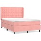 vidaXL Κρεβάτι Boxspring με Στρώμα Ροζ 140x190 εκ. Βελούδινο