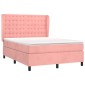 vidaXL Κρεβάτι Boxspring με Στρώμα Ροζ 140x190 εκ. Βελούδινο