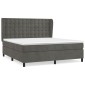 vidaXL Κρεβάτι Boxspring με Στρώμα Σκούρο Γκρι 160x200 εκ. Βελούδινο