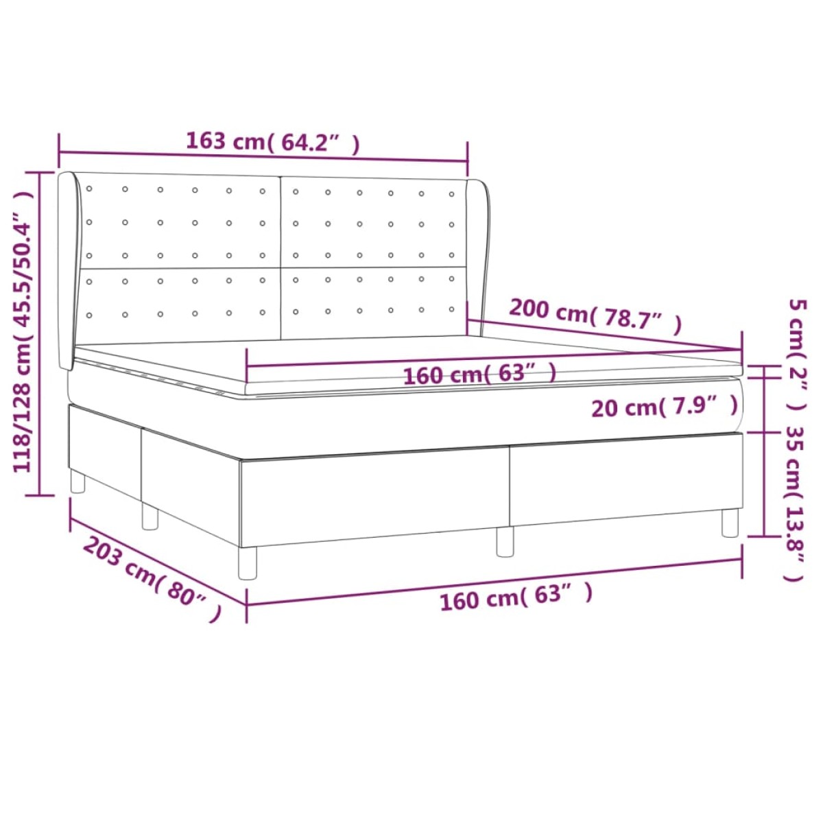 vidaXL Κρεβάτι Boxspring με Στρώμα Σκούρο Γκρι 160x200 εκ. Βελούδινο