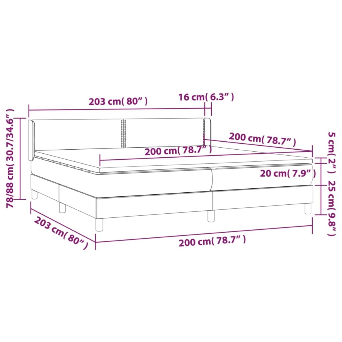 vidaXL Κρεβάτι Boxspring με Στρώμα Ανοιχτό Γκρι 200x200 εκ. Υφασμάτινο