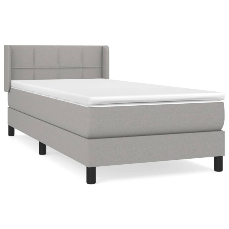vidaXL Κρεβάτι Boxspring με Στρώμα Ανοιχτό Γκρι 100x200 εκ. Υφασμάτινο