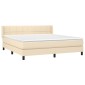 vidaXL Κρεβάτι Boxspring με Στρώμα Κρεμ 160x200 εκ. Υφασμάτινο