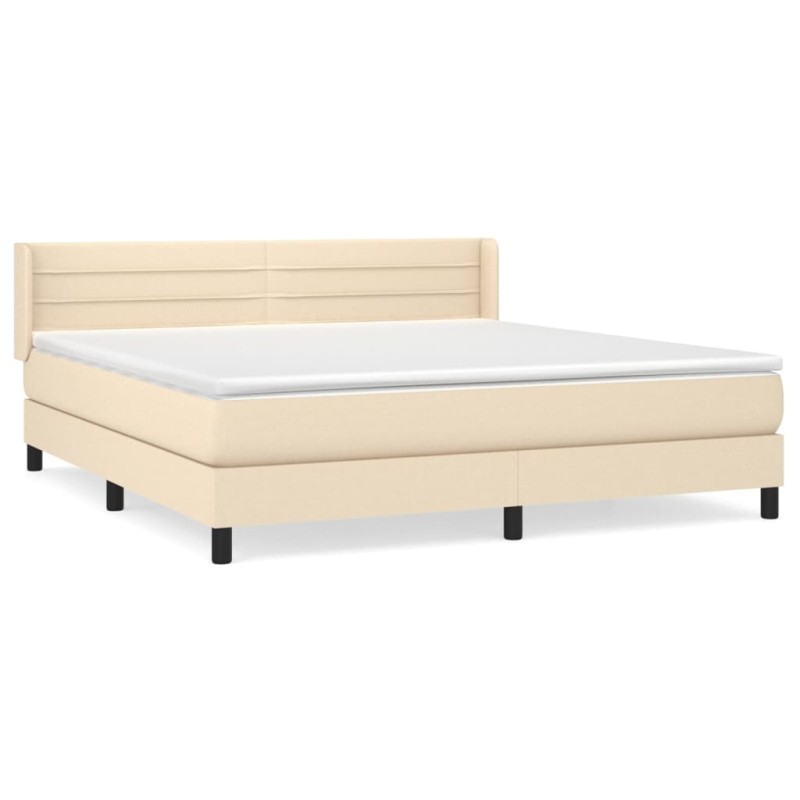 vidaXL Κρεβάτι Boxspring με Στρώμα Κρεμ 160x200 εκ. Υφασμάτινο